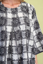 Load image into Gallery viewer, GiGio Frayed Textured Check Print Top in Charcoal

