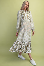 Load image into Gallery viewer, GiGio Mixed Print Maxi Dress in Olive Mix
