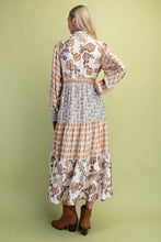 Load image into Gallery viewer, GiGio Mixed Print Maxi Dress in Mocha Mix
