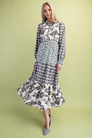 GiGio Mixed Print Maxi Dress in Black Mix