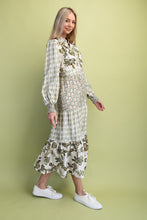 Load image into Gallery viewer, GiGio Mixed Print Maxi Dress in Olive Mix
