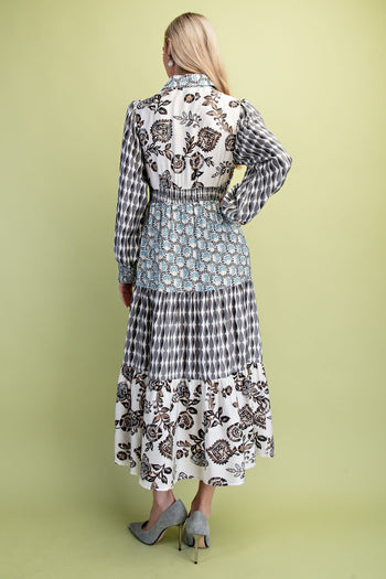 GiGio Mixed Print Maxi Dress in Black Mix