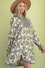 Load image into Gallery viewer, GiGio Contrasting Print Mini Dress in Olive Mix

