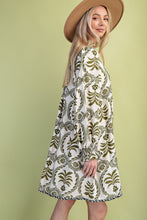 Load image into Gallery viewer, GiGio Contrasting Print Mini Dress in Olive Mix
