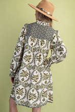 Load image into Gallery viewer, GiGio Contrasting Print Mini Dress in Olive Mix
