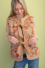 Load image into Gallery viewer, GiGio Contrasting Floral Print Quilted Vest in Burnt Orange
