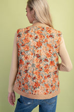 Load image into Gallery viewer, GiGio Contrasting Floral Print Quilted Vest in Burnt Orange
