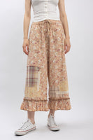 BlueVelvet Floral Print with Patchwork Bloomer Pants in Mushroom