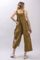 BlueVelvet Patchwork Adjustable Strap Overalls in Sage