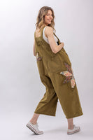 BlueVelvet Patchwork Adjustable Strap Overalls in Sage