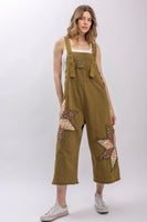 BlueVelvet Patchwork Adjustable Strap Overalls in Sage