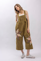 BlueVelvet Patchwork Adjustable Strap Overalls in Sage