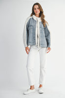 MABLE OVERSIZED Denim and Fleece Jacket in Cream