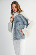 Load image into Gallery viewer, MABLE OVERSIZED Denim and Fleece Jacket in Cream
