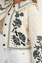 Load image into Gallery viewer, MABLE Peter Pan Collar Embroidered Quilted Jacket in Light Taupe
