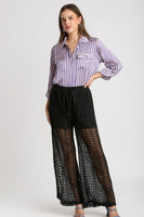 Umgee Crochet Lace Fabric Pants in Black