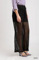Umgee Crochet Lace Fabric Pants in Black