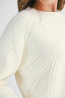 MABLE Sweater Knit Top and Mini Skirt Set in Cream