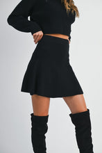 Load image into Gallery viewer, MABLE Sweater Knit Top and Mini Skirt Set in Black
