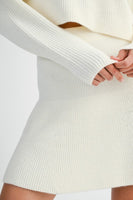 MABLE Sweater Knit Top and Mini Skirt Set in Cream