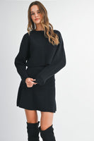 MABLE Sweater Knit Top and Mini Skirt Set in Black