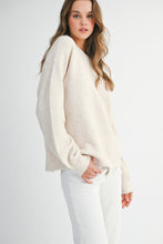 Load image into Gallery viewer, MABLE Soft Knit Open Back Sweater with Stitched Organza Bow Closure in Oatmeal
