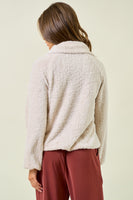 Doe & Rae Soft Fuzzy Knit Pullover Top in Champagne