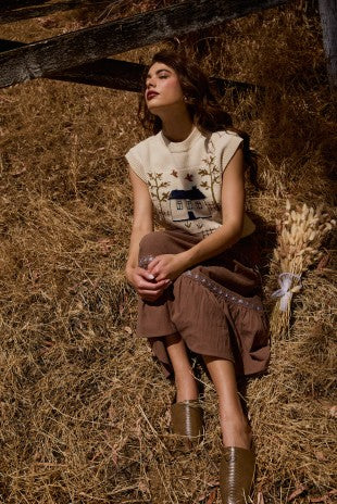 Sunday Edition Graphic Knit Sweater in Cream