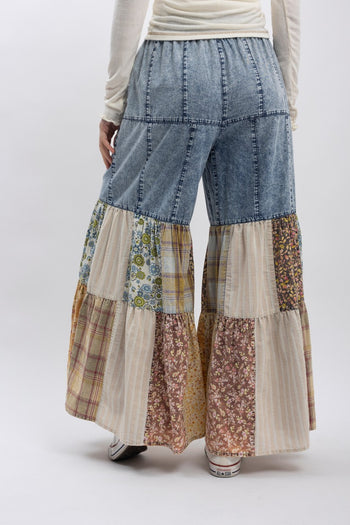 BlueVelvet Mix N Match Tiered Wide Leg Pants in Denim