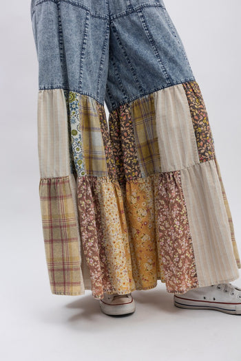 BlueVelvet Mix N Match Tiered Wide Leg Pants in Denim