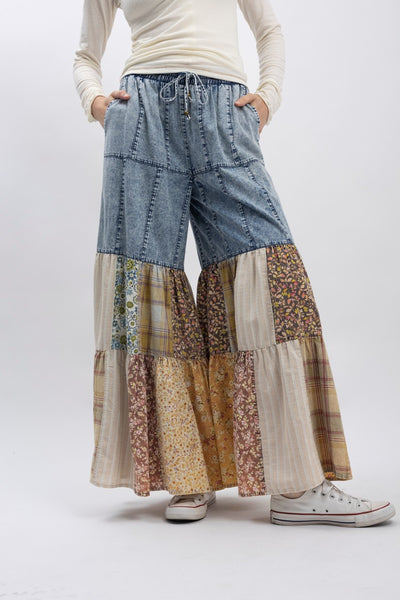 BlueVelvet Mix N Match Tiered Wide Leg Pants in Denim – June Adel