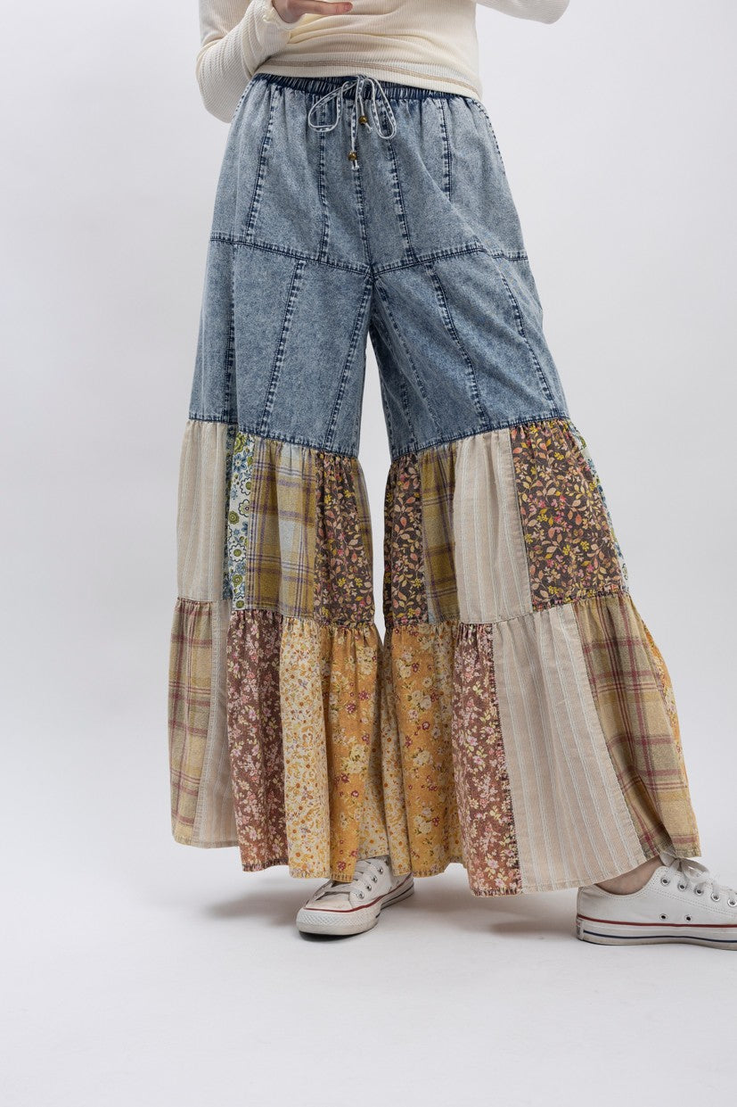BlueVelvet Mix N Match Tiered Wide Leg Pants in Denim – June Adel