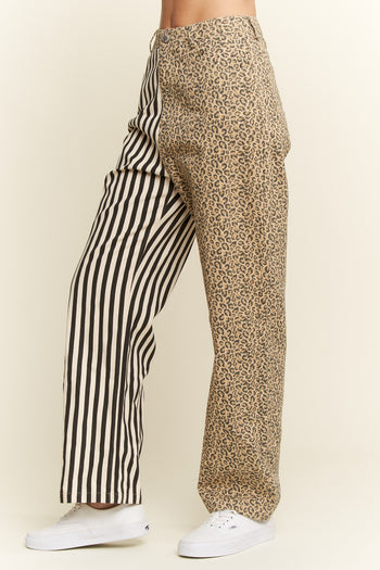 Jade by Jane Mix n Match Leopard-Stripe Pants in Black