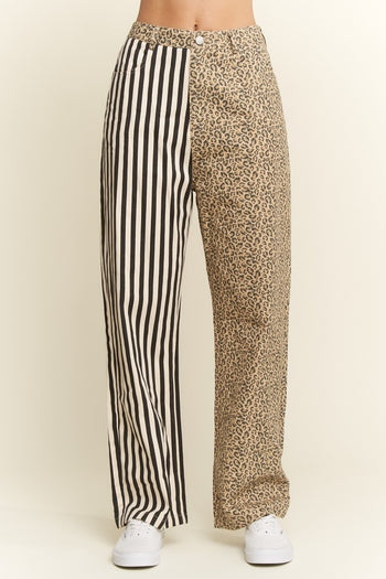 Jade by Jane Mix n Match Leopard-Stripe Pants in Black