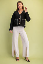Load image into Gallery viewer, GiGio Quilted Jacket with Contrasting Frayed Fringe Trim in Black
