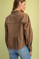 GiGio Printed Corduroy Jacket in Walnut Mix