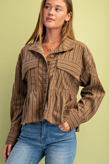 GiGio Printed Corduroy Jacket in Walnut Mix