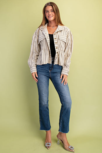 GiGio Printed Corduroy Jacket in Ivory Mix