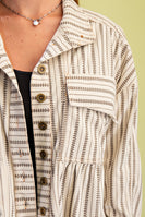 GiGio Printed Corduroy Jacket in Ivory Mix