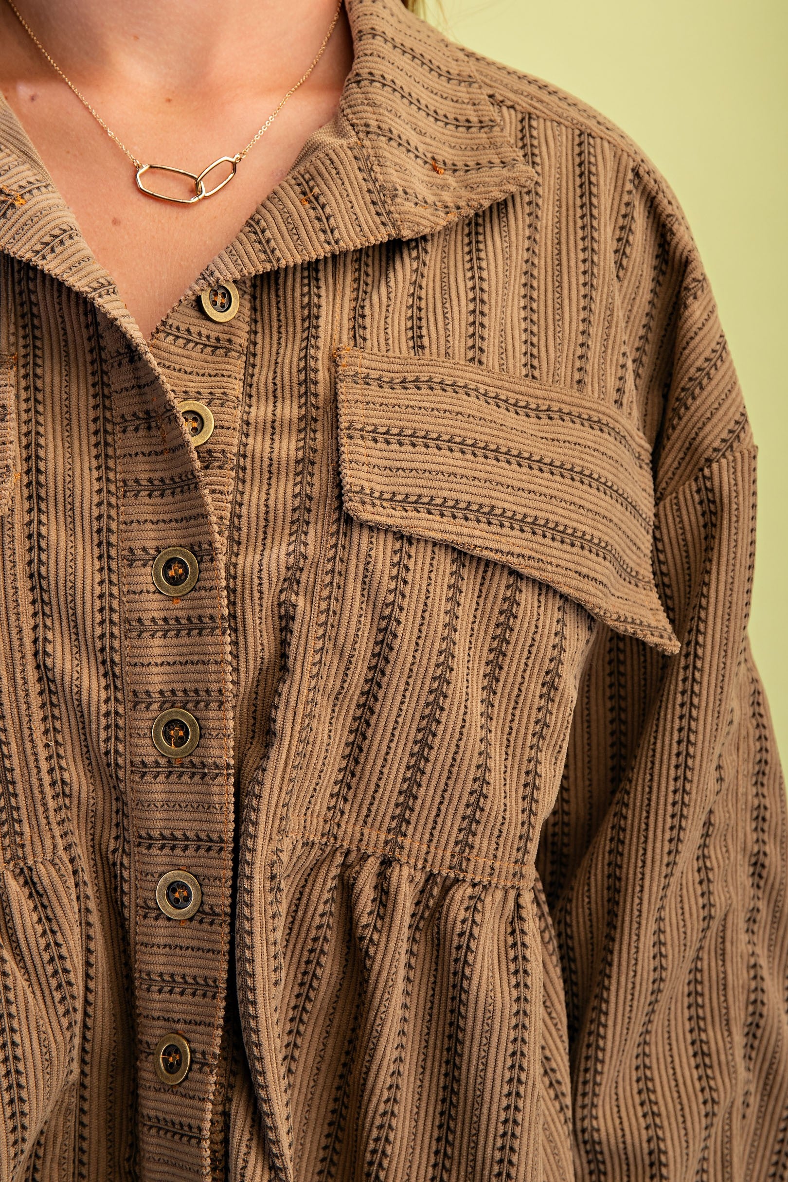 GiGio Printed Corduroy Jacket in Walnut Mix – June Adel