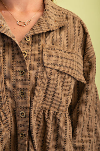 GiGio Printed Corduroy Jacket in Walnut Mix