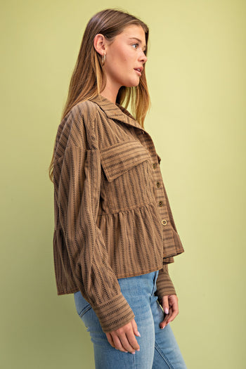 GiGio Printed Corduroy Jacket in Walnut Mix