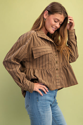 GiGio Printed Corduroy Jacket in Walnut Mix
