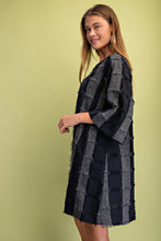Load image into Gallery viewer, GiGio Frayed Texture Checkered Print Mini Dress in Navy

