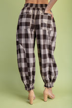 Load image into Gallery viewer, GiGio Checkered Print Balloon Joggers in Dark Espresso
