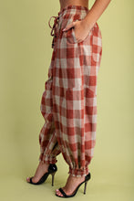 Load image into Gallery viewer, GiGio Checkered Print Balloon Joggers in Rust
