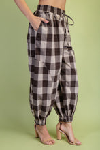 Load image into Gallery viewer, GiGio Checkered Print Balloon Joggers in Dark Espresso
