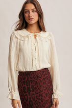 Load image into Gallery viewer, Forte Textured Top with Floral Embroidery in Ecru
