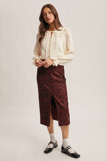 Forte Textured Top with Floral Embroidery in Ecru