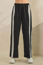 Load image into Gallery viewer, Veveret Nylon Track Pants with Lace Stripes in Black
